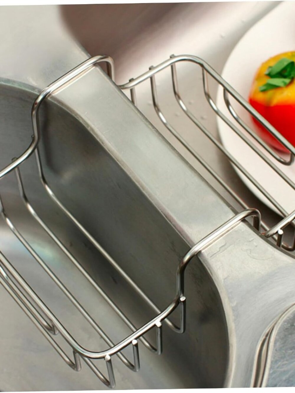 Sponge Holder, Stainless Steel Double Side Sink Saddle, Hanging Kitchen Caddy